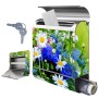 Edelstahl Briefkasten mit Blumenstrauß Motiv und Zeitungsfach. Rostfrei, modern und dekorativ.