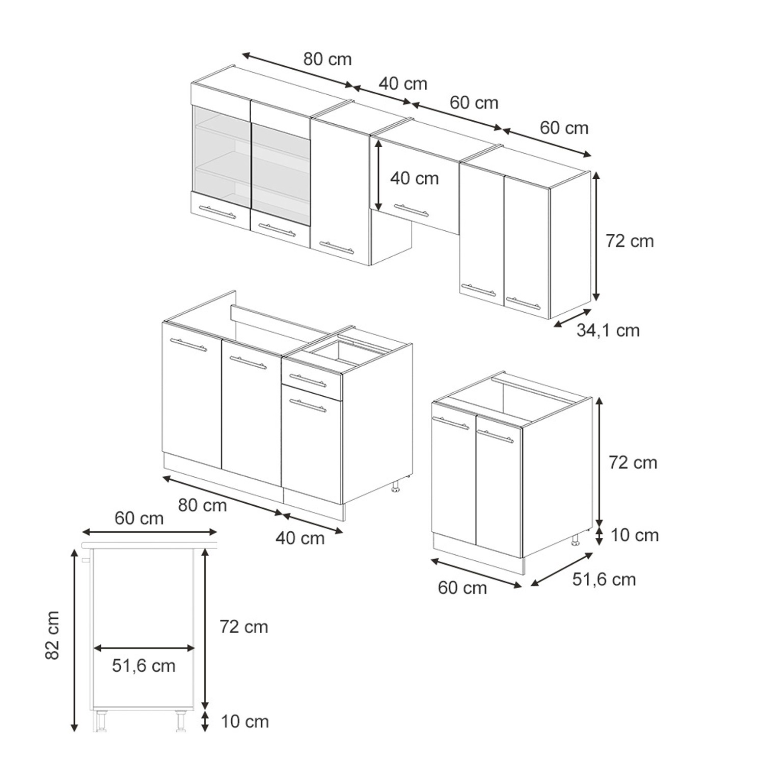 kuchenページ Vicco Fame-Line Küchenschränke Anthrazit Landhaus/Goldkraft