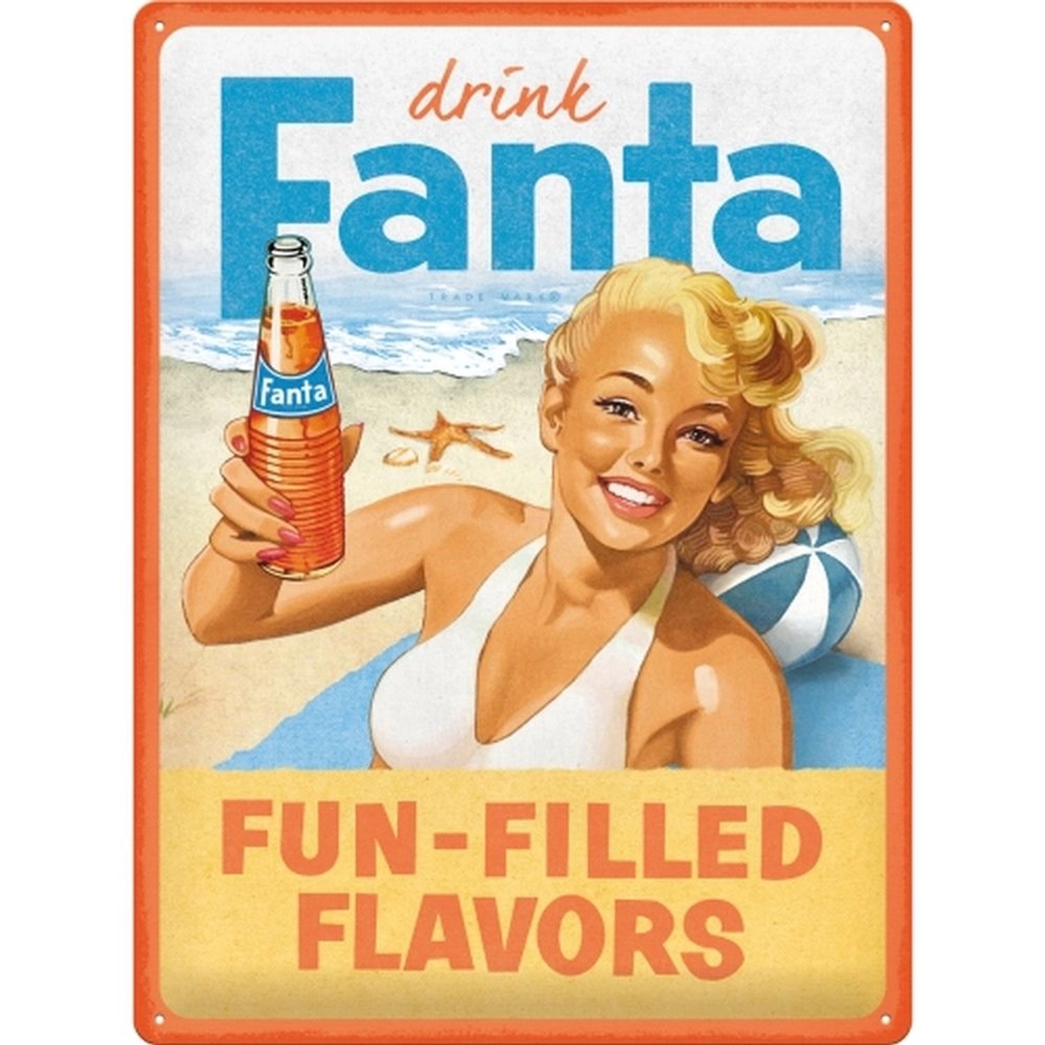 Nostalgic-Art Blechschild 30 x 40 cm - Fanta - Fanta Beach Girl günstig online kaufen