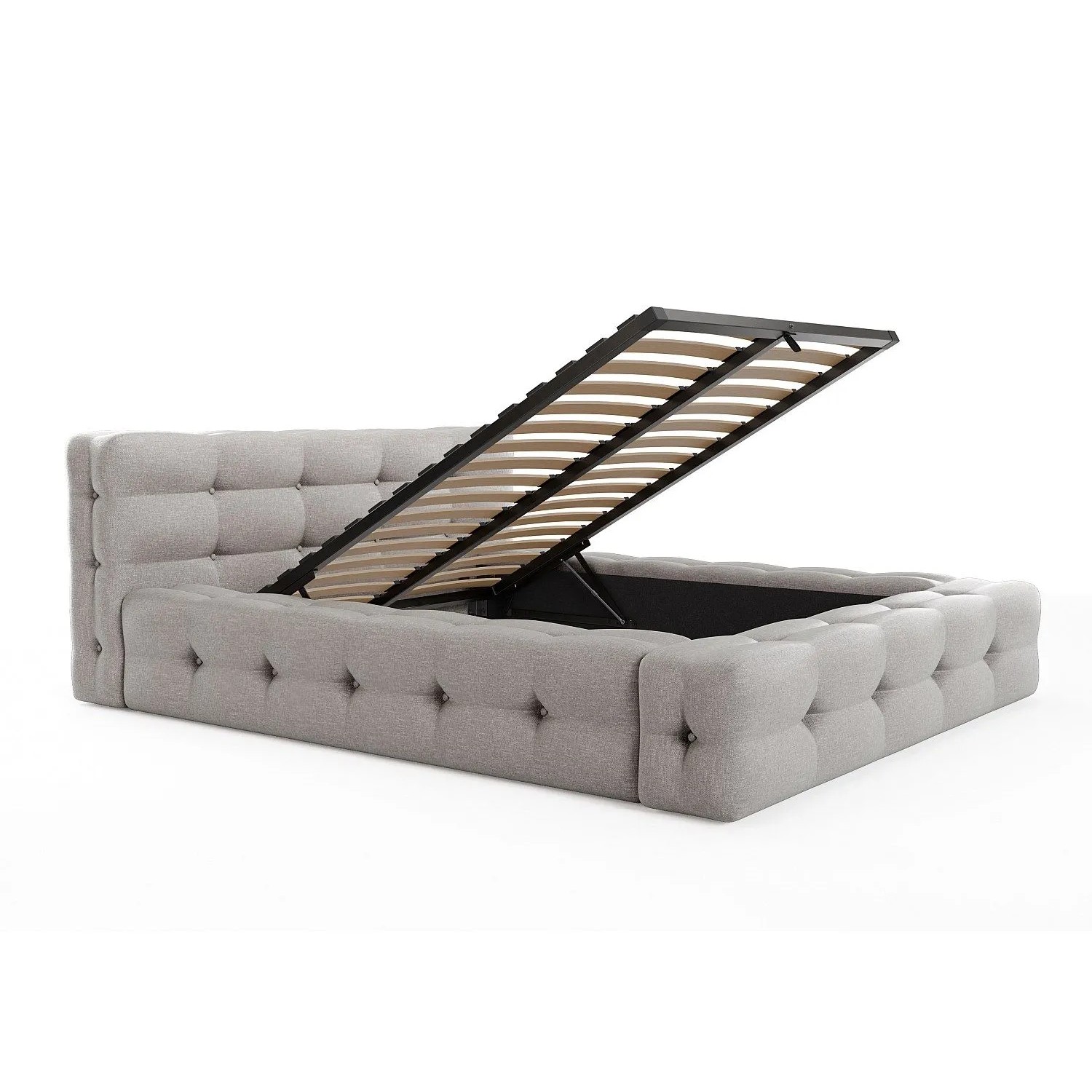Vente-unique Bett Mit Bettkasten Leruco Hellgrau 223 cm