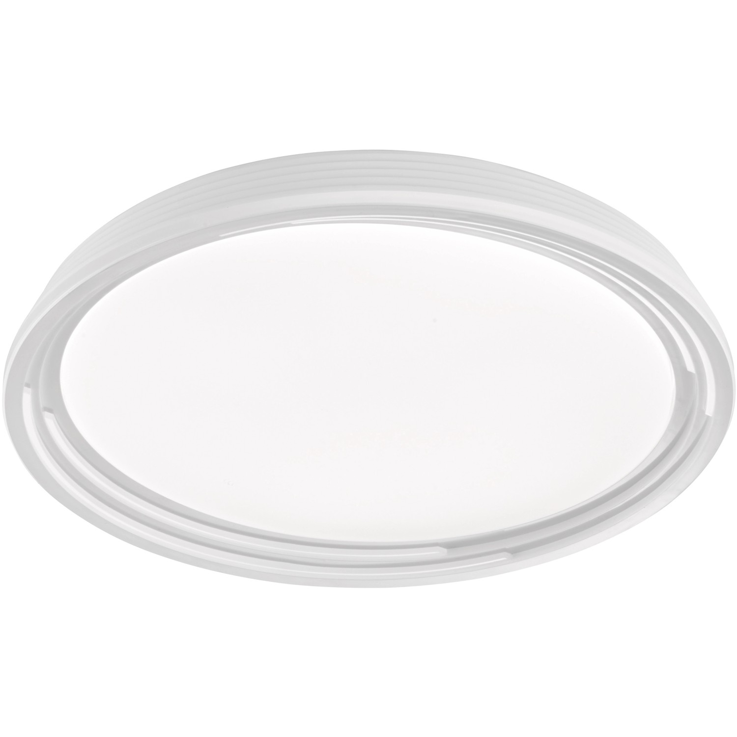 Weiße, runde LED-Deckenleuchte Dua von Fischer & Honsel, dimmbar, für Küche & Wohnbereich.