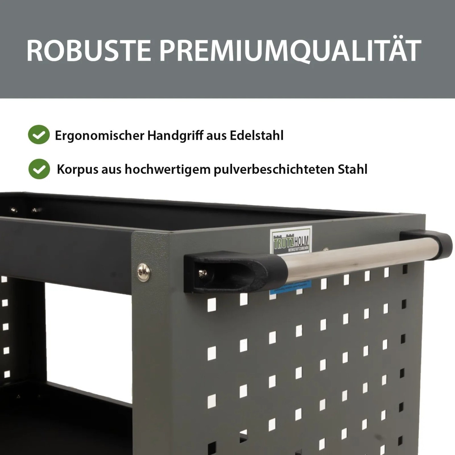 TRUTZHOLM Werkstattwagen 3 Etagen Stahl auf Rollen bis 300kg Tragkraft Grau_5