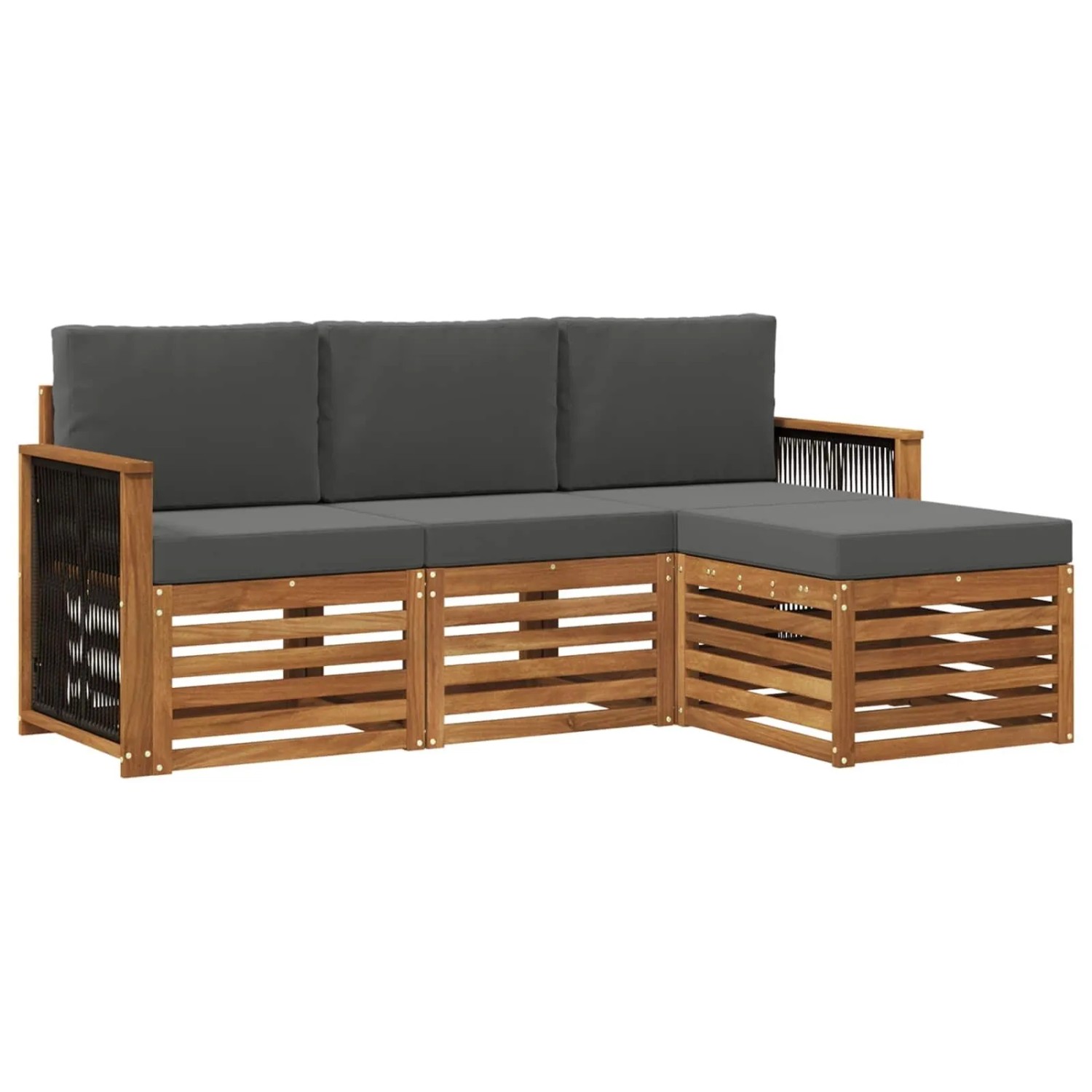 vidaXL Outdoor-Sofagarnitur mit Kissen 4 Stk Natur und Anthrazit 3384203
