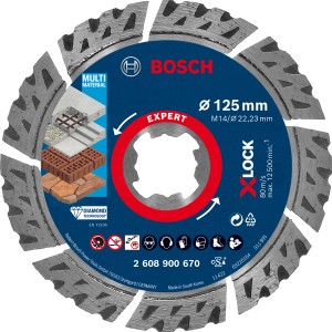 Bosch Expert Diamanttrennscheibe Multi Material, 125 mm, für Winkelschleifer mit X-Lock.