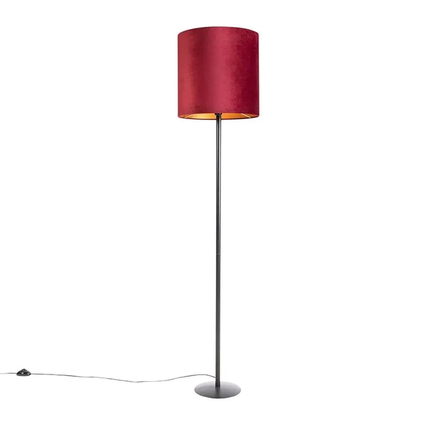 QAZQA Schwarze Stehlampe mit Veloursschirm Rot Gold 40 cm Simplo