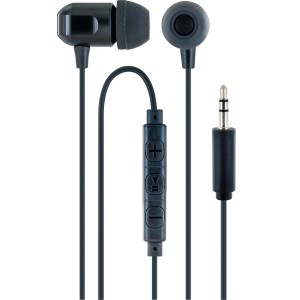Schwaiger In-Ear Kopfhörer in Schwarz mit AUX Stecker und Kabelmikrofon.