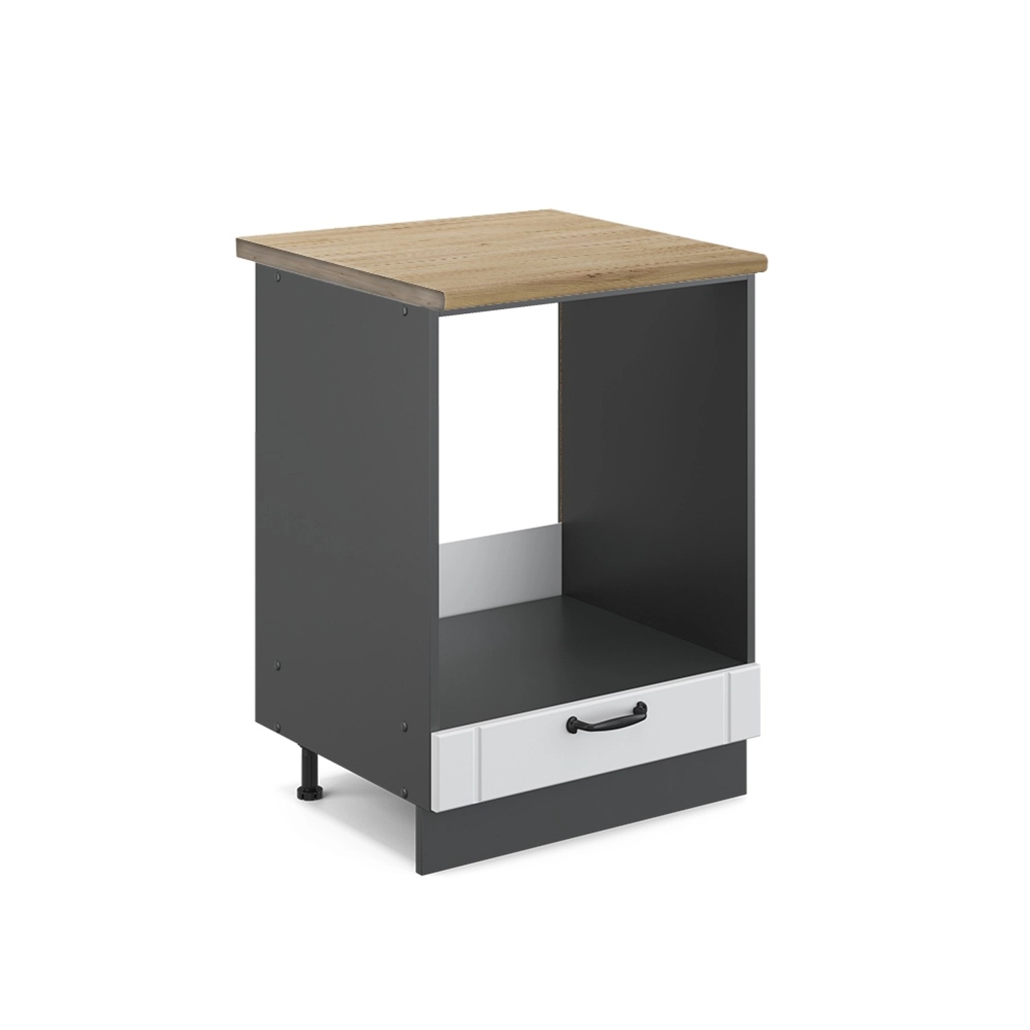 Vicco Herdumbauschrank Fame-Line Weiß Landhaus/Anthrazit 60 cm AP Eiche