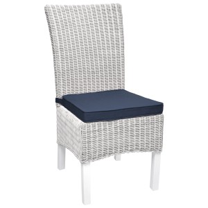 Stuhlkissen Beautissu Loft SK, 45x40cm, Dunkelblau, auf weißem Stuhl.