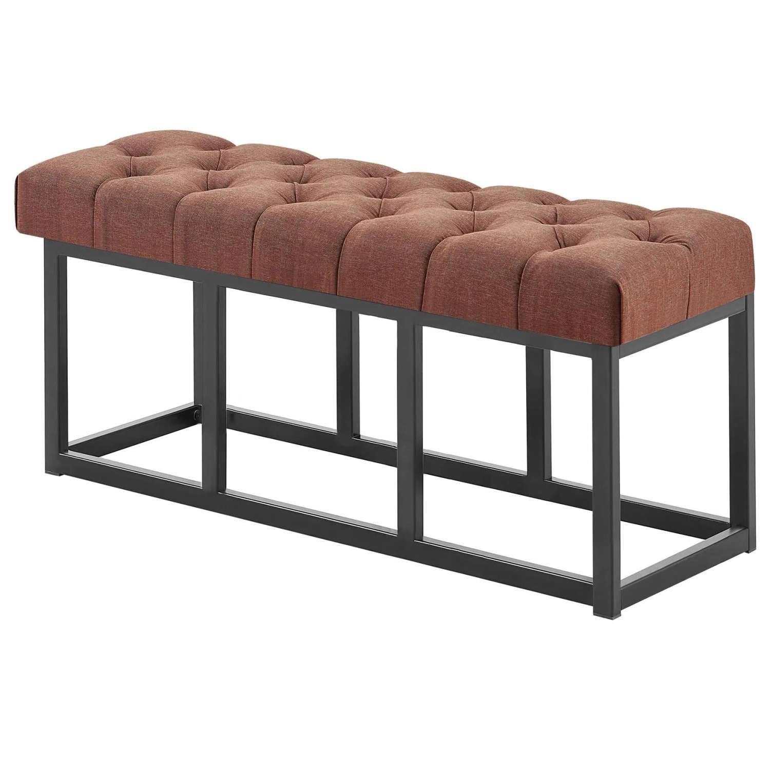 DELUKE Sitzbank MEXICO Stoff Braun 100x38x46cm Sitzbank Flur Sitzhocker Esszimmerbank Polsterbank Schlafzimmer