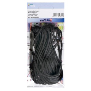 Schwarze Paracord Nylonschnur, 2x4 mm, 5 m lang, für Schmuckbasteln und kreative Projekte.