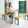 roba Kinderpartygarnitur Natur mit Little Stars Kissen: Kind sitzt an Tisch mit Bänken.