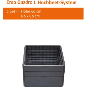 Garantia Hochbeet Ergo Quadro L Stone, Kunststoff, 80x80x25cm. Dekoratives Hochbeet-System in Steinoptik.