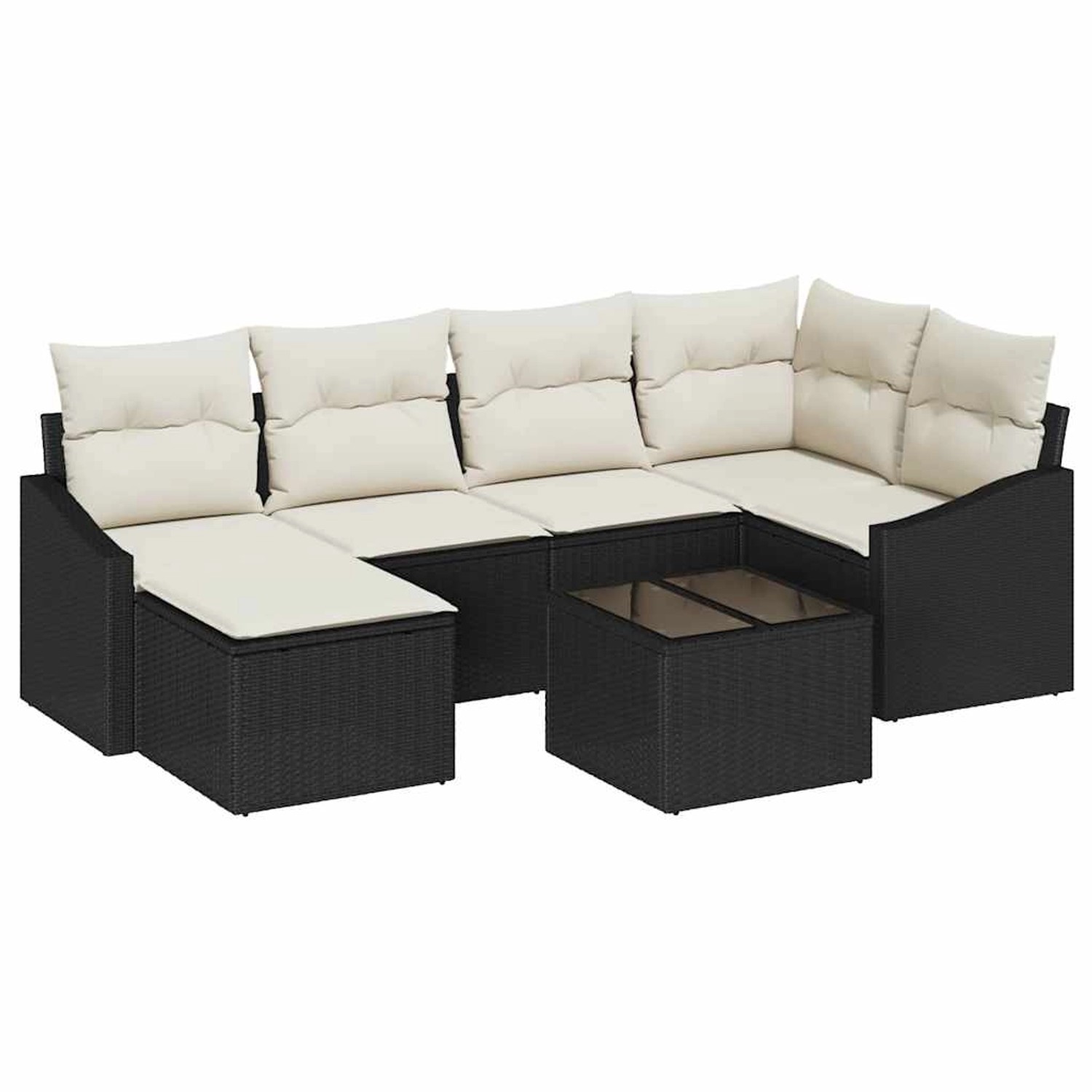 vidaXL Garten-Sofa-Set 7-Tlg Schwarz Poly Rattan 3346797 günstig online kaufen