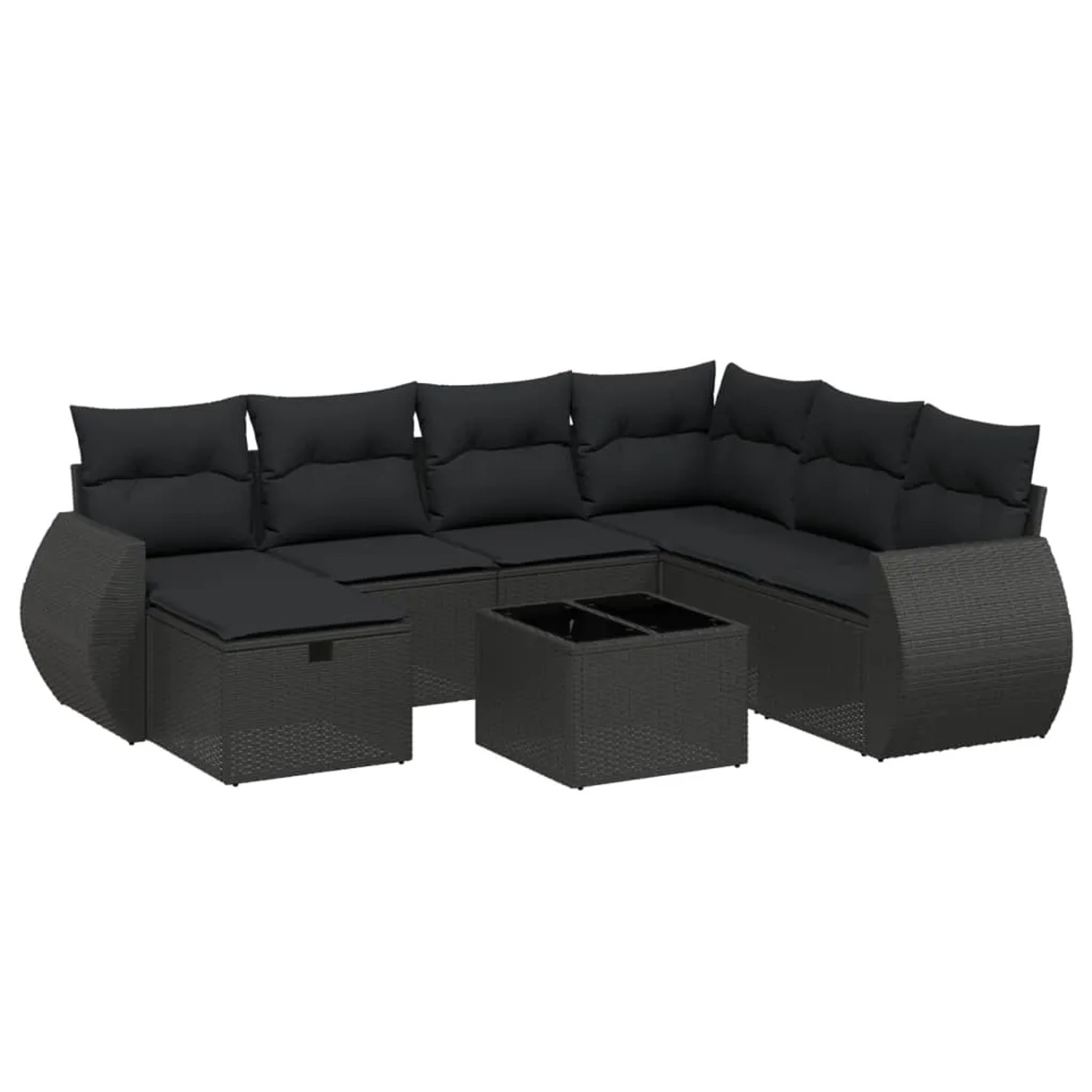 vidaXL 8-Tlg Garten-Sofagarnitur mit Kissen Schwarz Poly Rattan 3264151