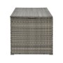Grau melierte Polyrattan Auflagenbox Ikaria für Gartenmöbel, ideal zur Aufbewahrung von Polstern.