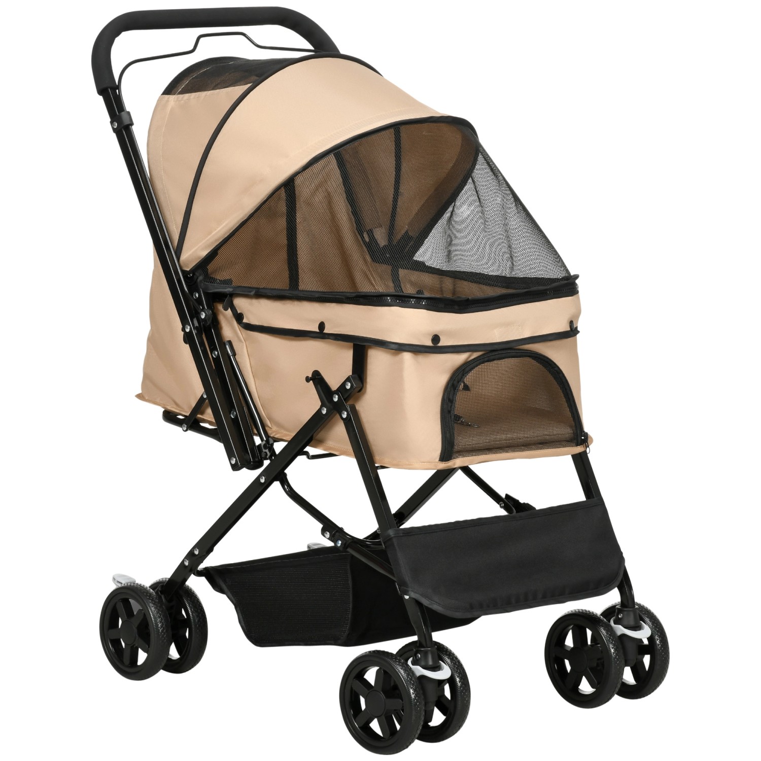 PawHut Hundewagen  Stahl Oxford-Gewebe Braun 76,5L x 52B x 95H cm