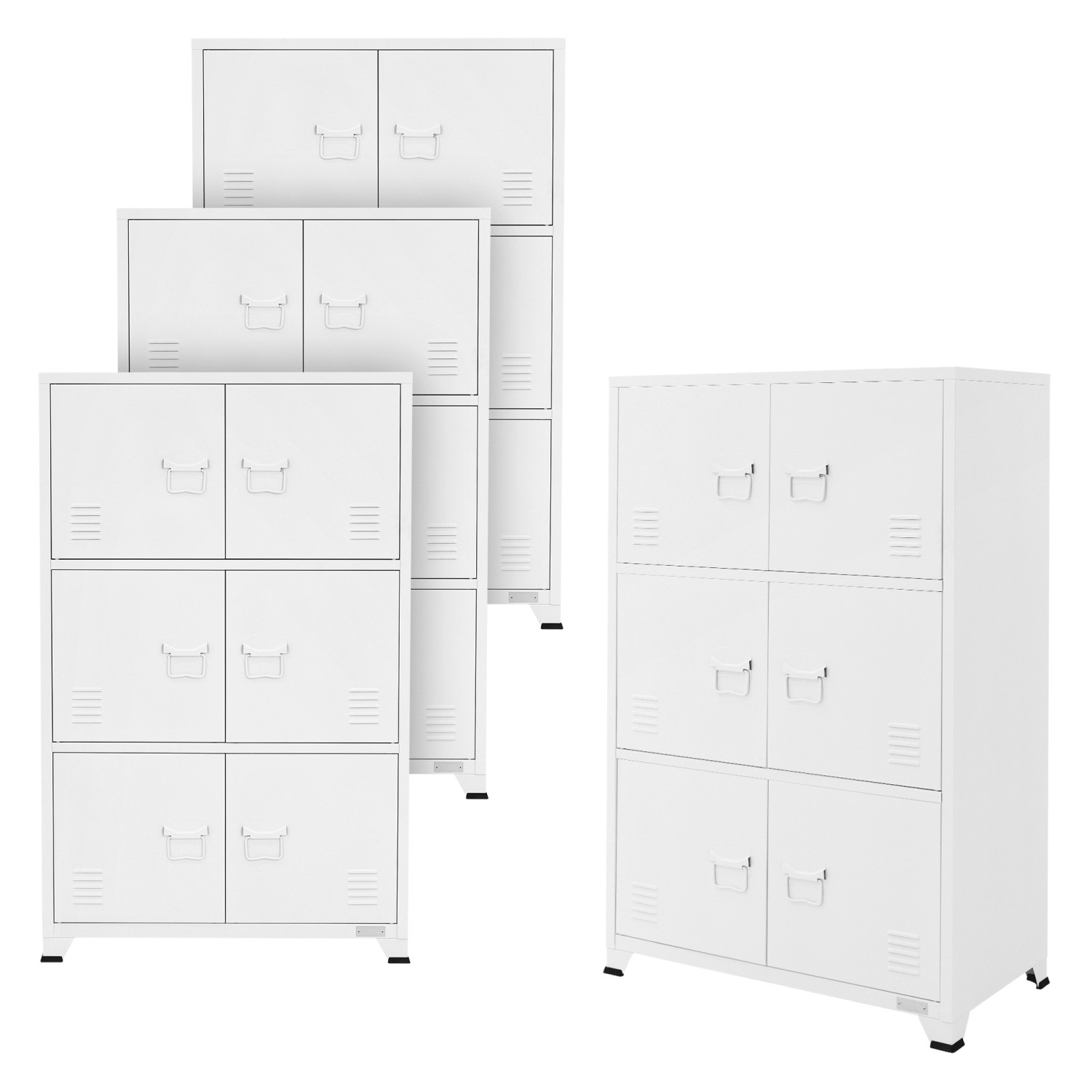 ML-Design 4Er Set Aktenschrank 75x40x120 cm Weiß Stahl Freistehend