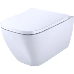 Geberit Smyle Square Wand-WC-Set, spülrandlos, mit WC-Sitz und Absenkautomatik, weiß.