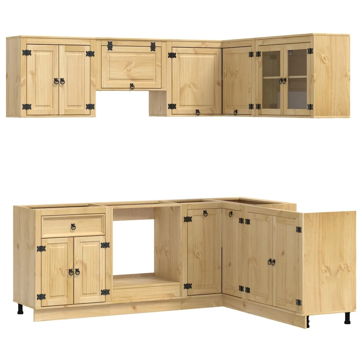 vidaXL Schrank mit Regal SKI 8 Stk Honigbraun Massives Kiefernholz 3392649