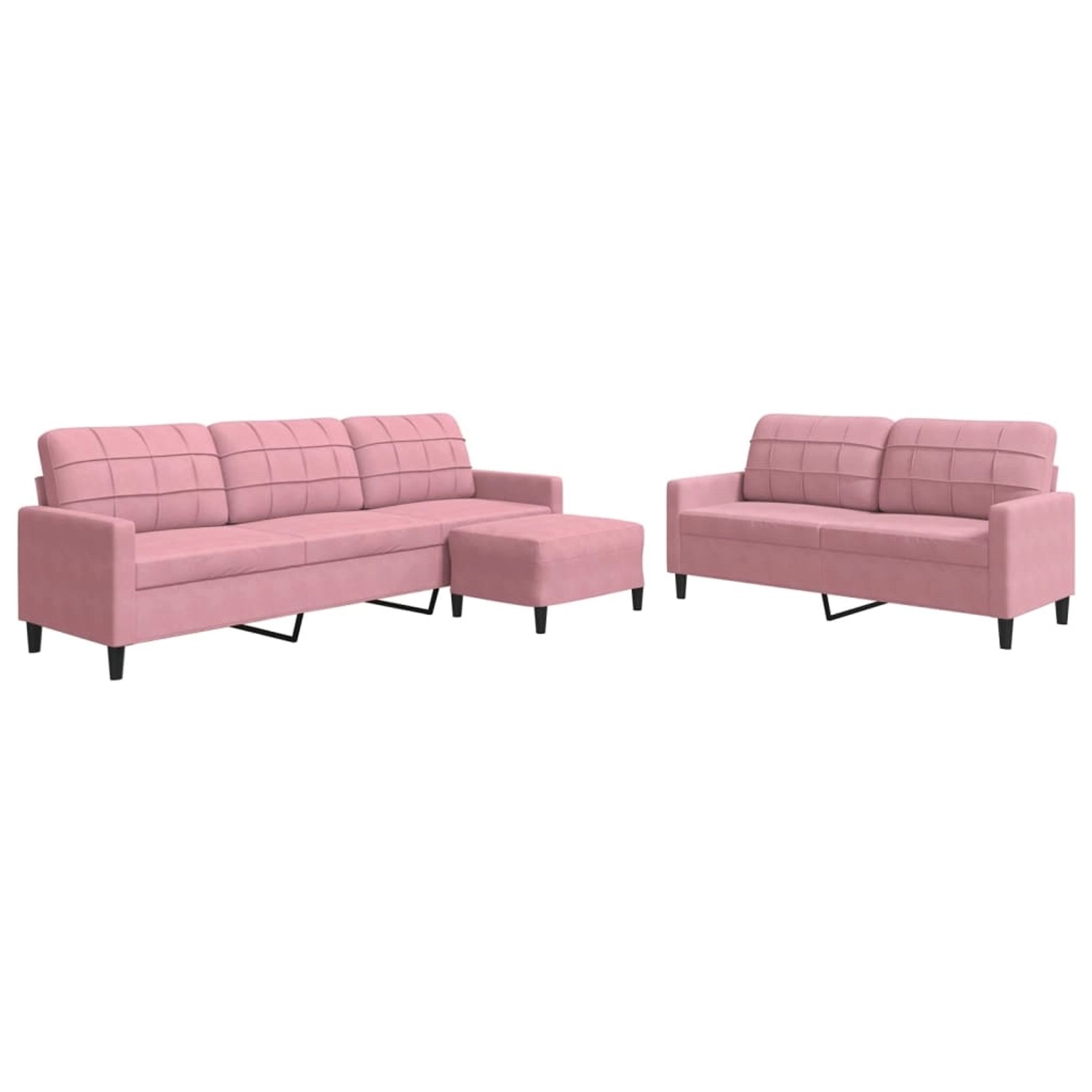 vidaXL 3-Tlg Sofagarnitur mit Kissen Rosa Samt 3278484