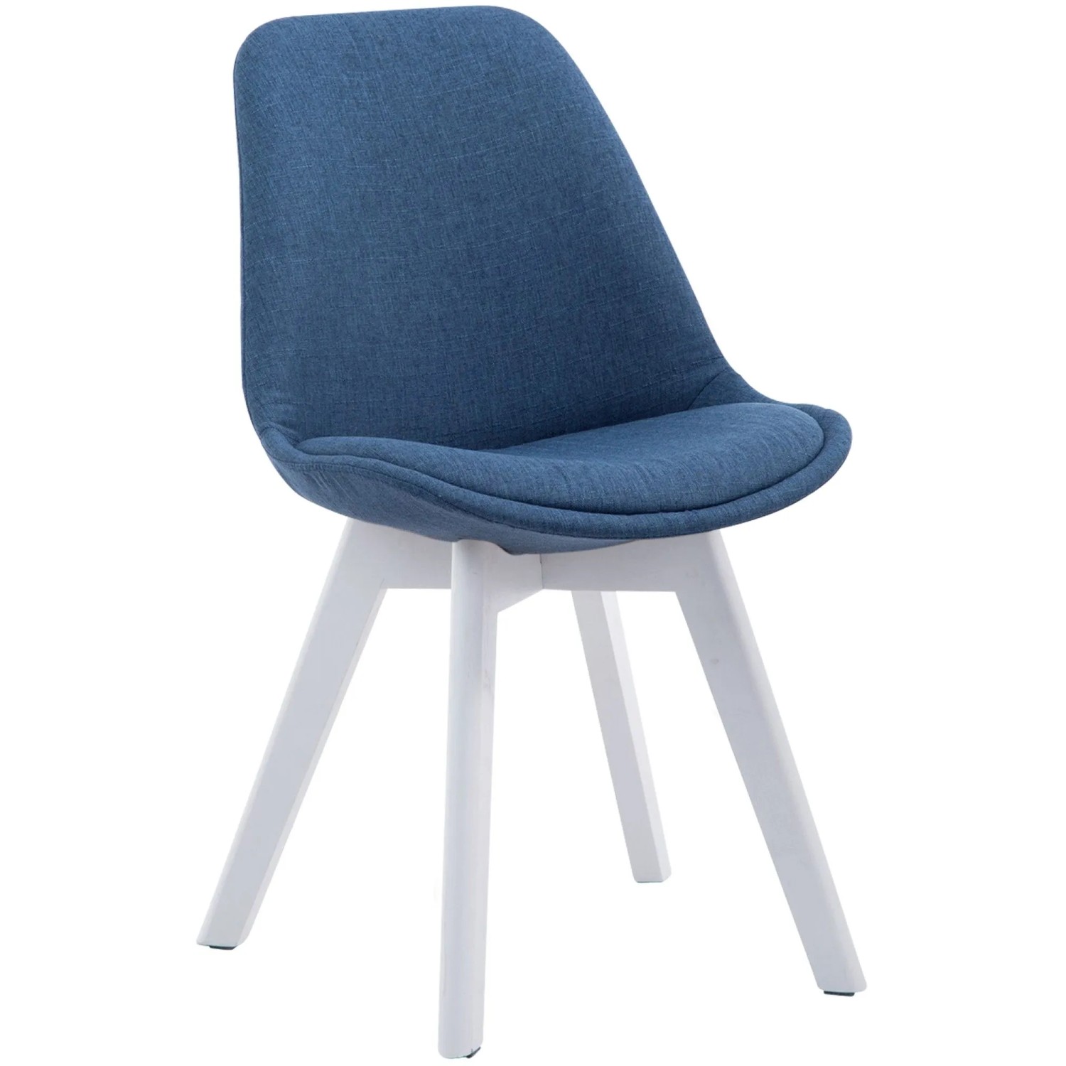 DELUKE Besucherstuhl LAGOS Stoff Blau 48x55x84cm Weiß Konferenzstuhl Wartezimmerstuhl Bürostuhl