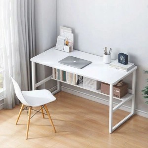 Rebiko Computertisch Loft Weiß für Jugendliche mit Regal Modern 100 cm