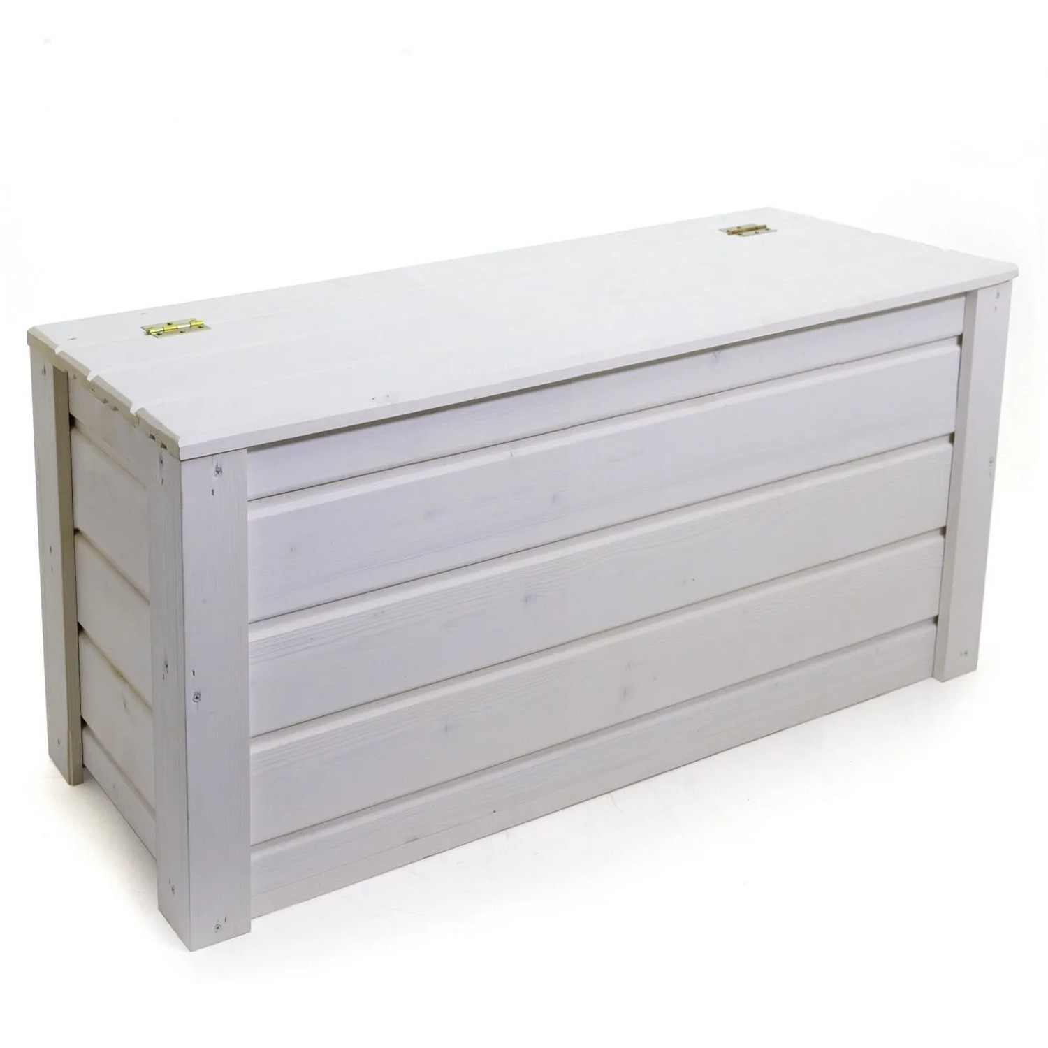 HolzFee Gartentruhe Flair Weiß Truhenbank Innen mit Folie Truhe 100 x 40 x 48 cm