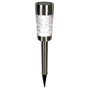 LED-Solarleuchte Fackel, 3er Set, silberfarben mit Erdspieß für den Garten.