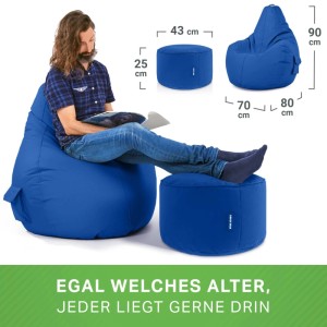 Green Bean Sitzhocker 2er Set Cozy + Stay 70 x 80 x 90 cm Wetterfest Blau