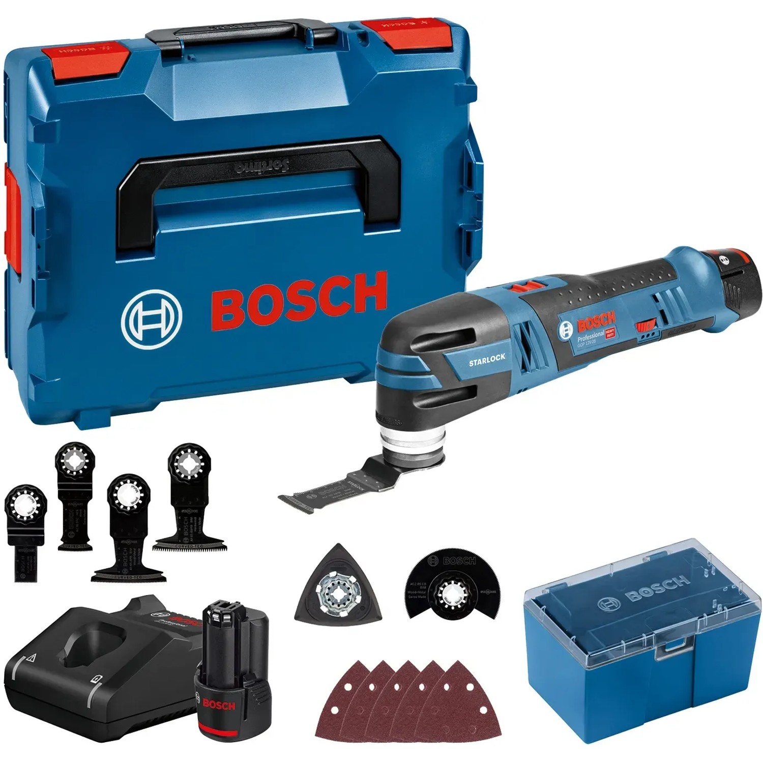 Bosch Gop 12v-28 Professional Découpeur-ponceur Sans Fil Brushless Starlock 2x Batteries 6,0