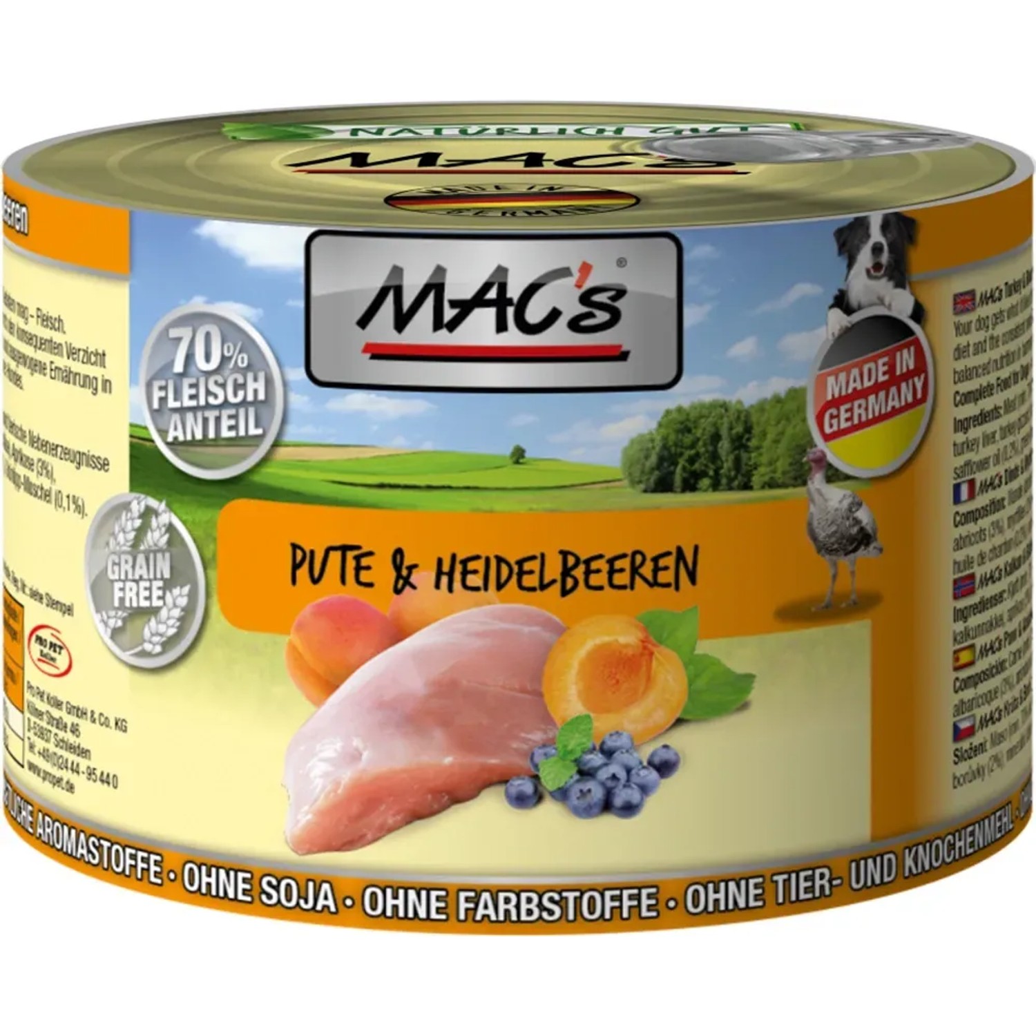 Mac's Hunde-Nassfutter Pute und Heidelbeeren 200 g