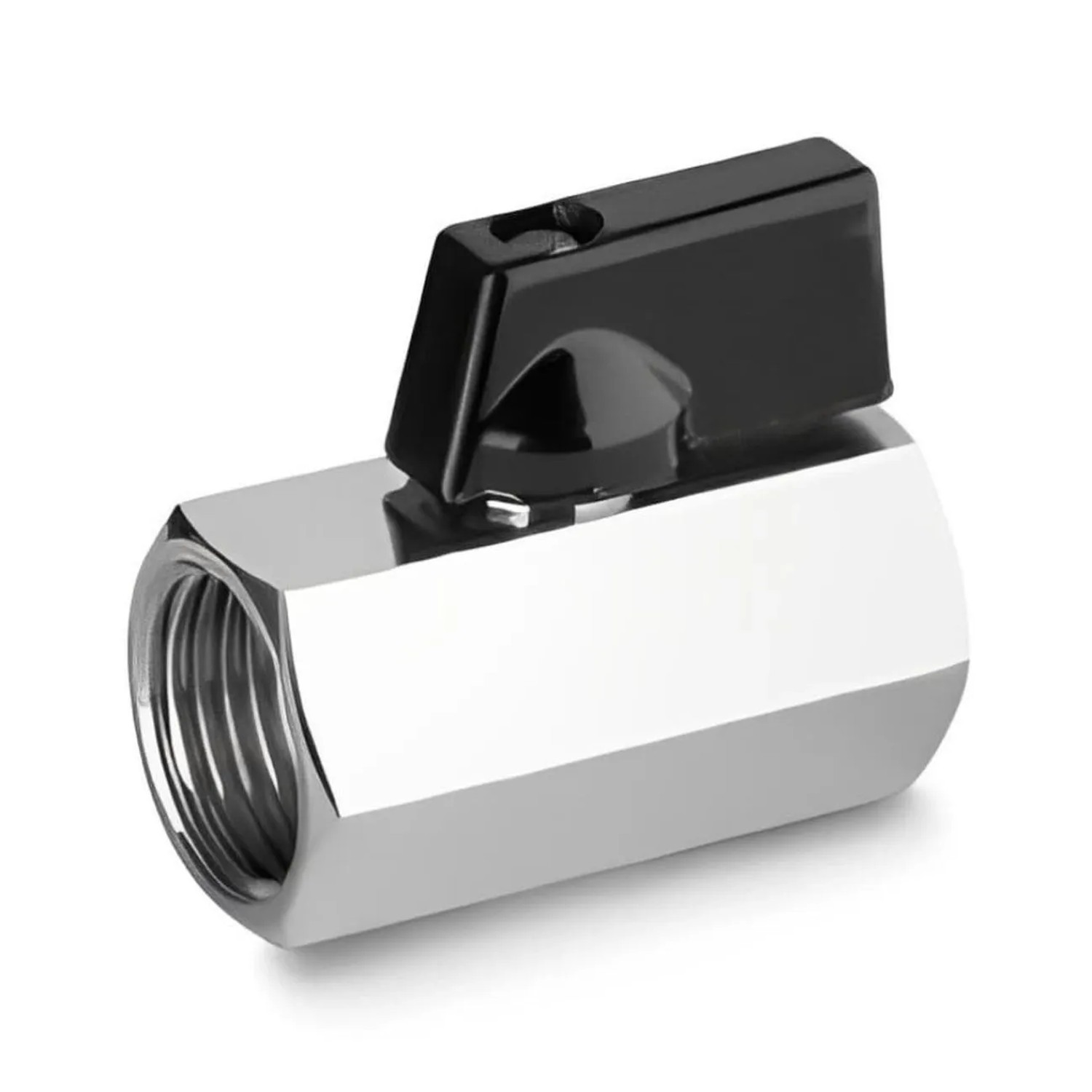 KLASEBO Mini-Kugelhahn 1/2 Zoll Messing verchromt Innengewinde