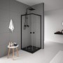 baliv Duschkabine DUK-90.12E, 77-90 cm, Schwarz Matt, Eckeinstieg. Flexibel verstellbare Eckdusche.