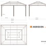 Technische Zeichnung: Sojag Pavillon Meridien 12x16 Anthrazit mit Maßangaben.