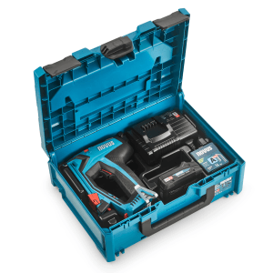 Novus Akkutacker J-550 Set im metaBOX Koffer mit Akku, Ladegerät und Klammern.