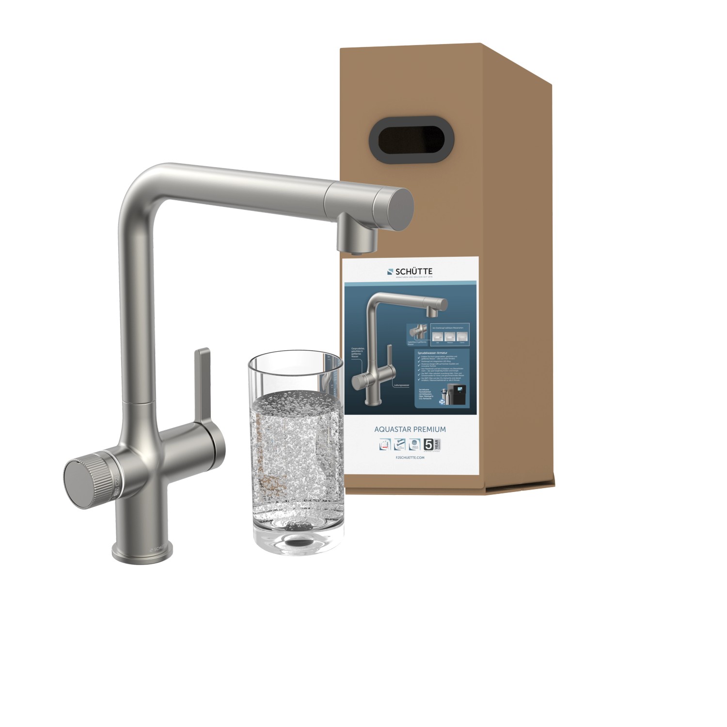 Schütte Sprudelwasser-Spültischarmatur-Set Aquastar Premium Edelstahloptik günstig online kaufen