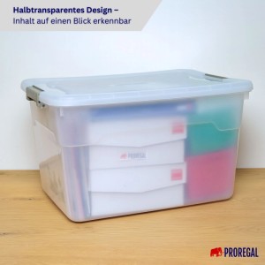 Proregal Aufbewahrungsbox Mit Deckel 60L 6er Set Extra Groß Rollen Transparent Stapelbar Kunststoffbox Verschlussclips Stapelbox Aufbewahrungsbehälter