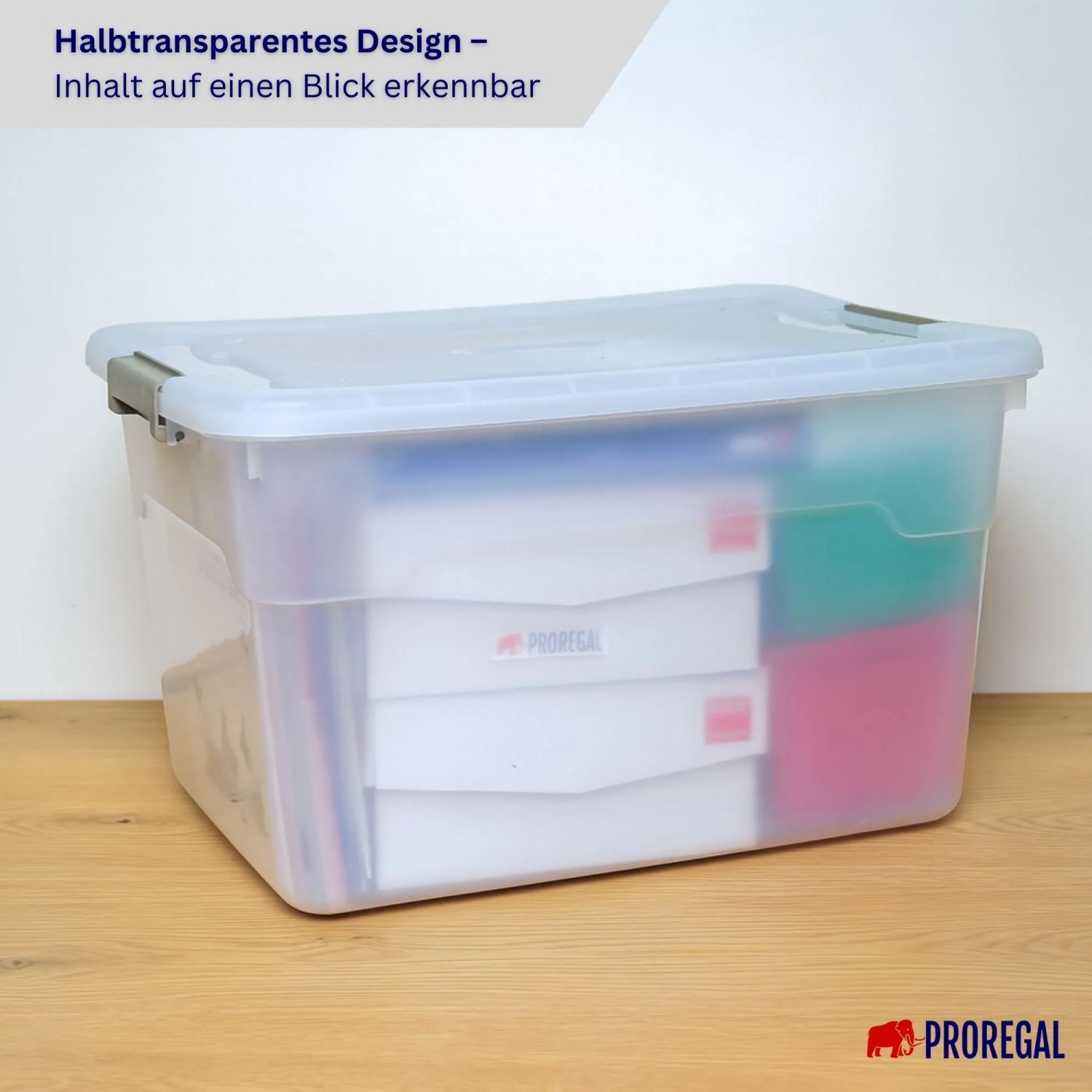 PROREGAL Transportbox 60 L transparent mit Rollen stapelbar mit Deckel Kunststoff kaufen bei OBI