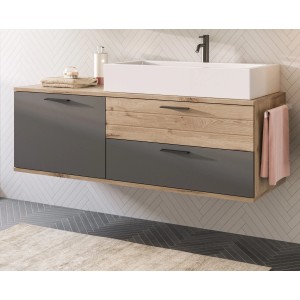 Inn.Furn Waschtisch Eiche Grau 140 cm inklusive Waschbecken Tomaso