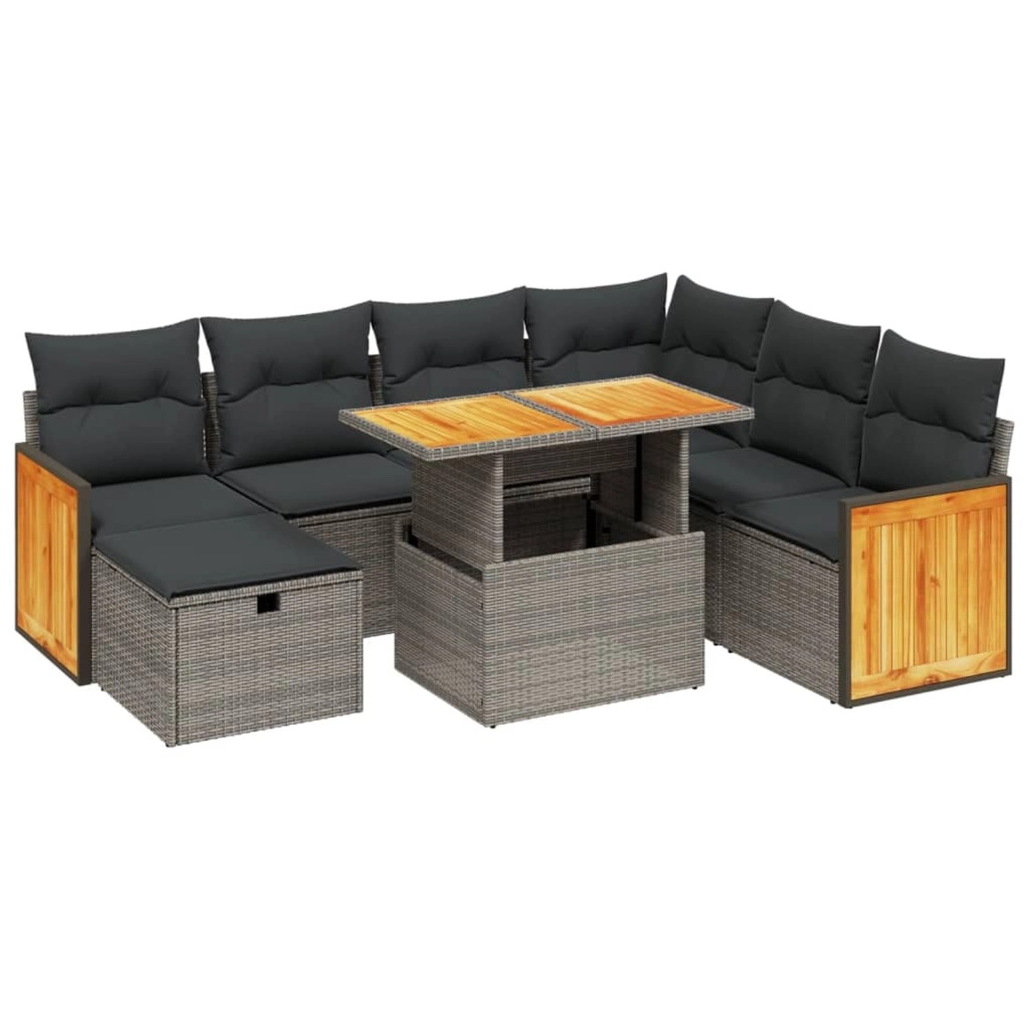 vidaXL 8-Tlg Garten-Sofagarnitur mit Kissen Grau Poly Rattan 3276266 günstig online kaufen