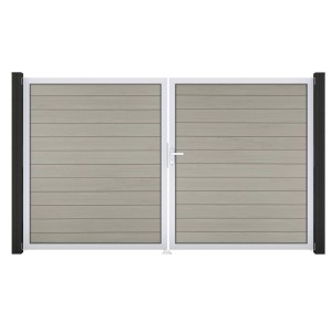 GroJa Solid Steckzaun Tor DIN Rechts EV1 Terra, 2-flügelig, mit Aluminiumrahmen und Beschlagset.