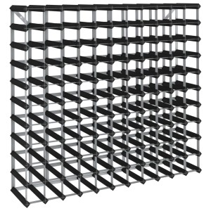 VidaXL Weinregal für 120 Flaschen, schwarz, aus Kiefernholz und Stahl.