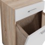 Vicco Badschrank Matteo in Sonoma/Weiß mit Schublade und Wäschekippe, Detailansicht.