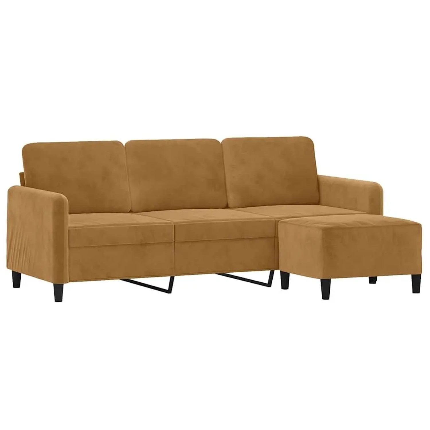 vidaXL 3-Sitzer-Sofa mit Hocker Braun 180 cm Samt 3201181 günstig online kaufen