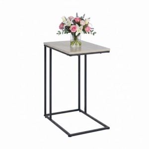 Relaxdays Beistelltisch C-Form MDF Eisen Schwarz Grau Zum Unterschieben 64 cm x 50 cm x 35 cm 3,6 kg