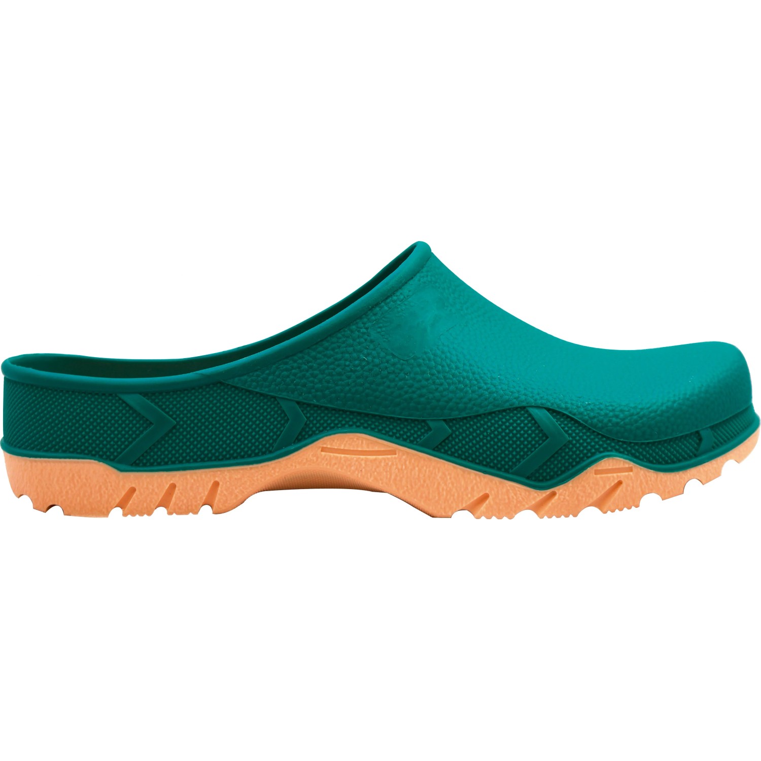 Gartenclog in Grün-Braun, Größe 45/46, ideal für Gartenarbeit und Freizeit.