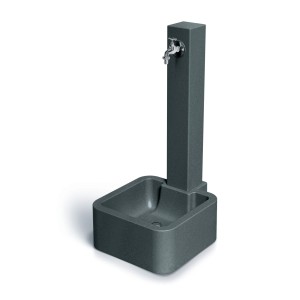 Arves Wasserzapfsäule Modern 1 anthrazit mit integriertem Wasserhahn und Auffangbecken für Garten & Terrasse.