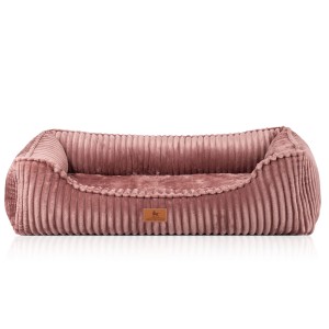 Rosa Knuffelwuff Hundebett Sedona XXL aus Breitcord, orthopädisch und bequem.