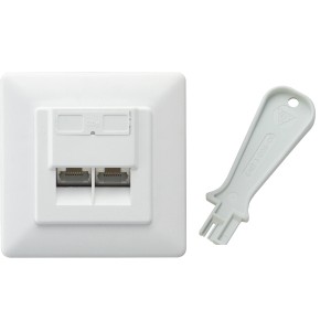 Schwaiger Netzwerkdose UP mit Werkzeug, CAT 6, vollgeschirmt, für Telefonzubehör.