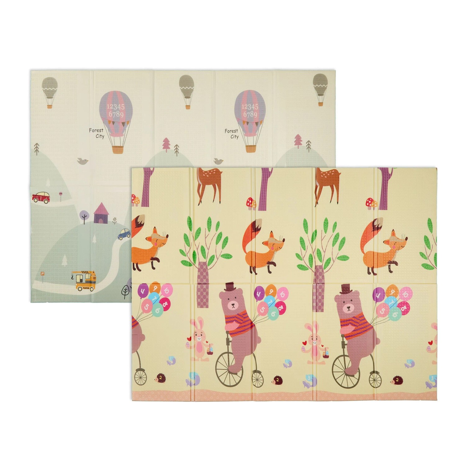Relaxdays Spielmatte mit Straßen- und Tiermotiv XPE-Schaumstoff PE-Beschichtung Bunt Faltbar 200 cm x 150 cm x 1 cm 0,8 kg